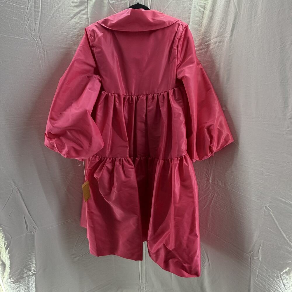 VICTOR COSTA Coat Magenta Party Sz Small Taffeta Puff Sleeve